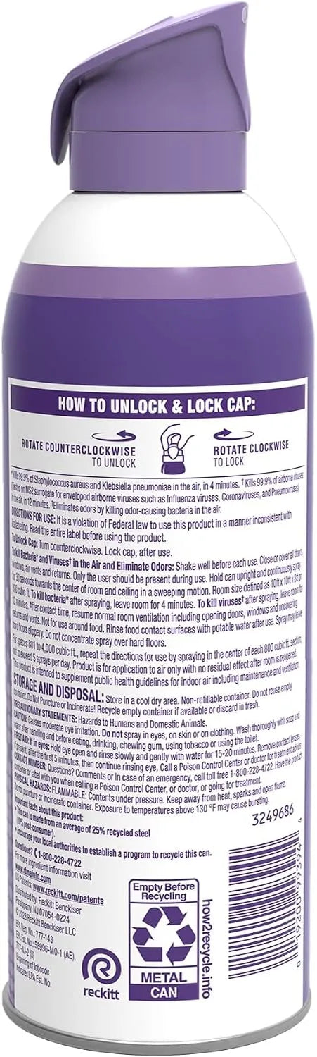 Lysol Air Sanitizer Spray, Air Freshener Alternative, Light Breeze 3-Pk (Pack of 2)