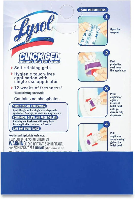 Lysol Click Gel Toilet Bowl Cleaner, Gel Stamp, Lavender, 6 Count