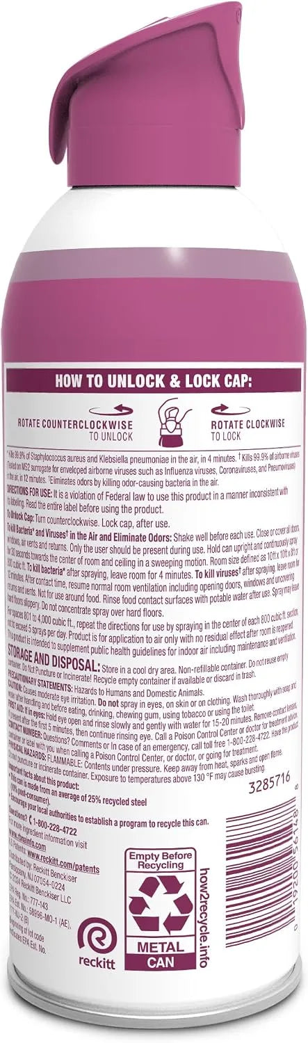 Lysol Air Sanitizer Spray, Air Freshener Alternative, Sunkissed Petals 3-Pk