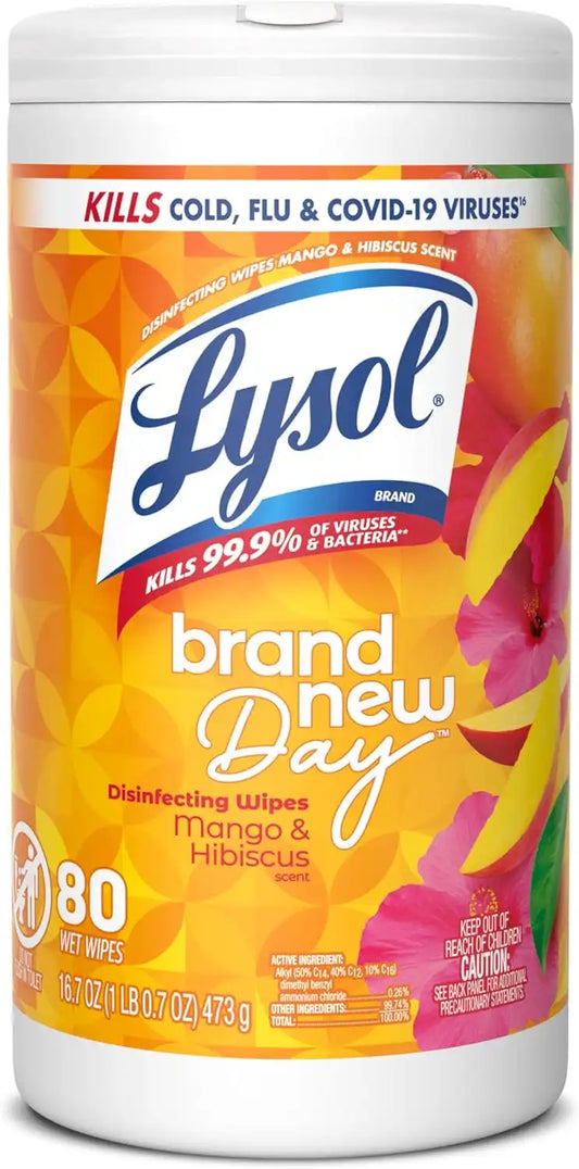 Lysol Disinfecting Wipes, Multi-Surface Cleaner, Mango, 80 ct.
