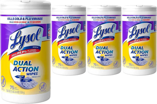 LYSOL Disinfecting Wipes, Multi-Surface, Dual Action, 75 ct. (4 Pack)