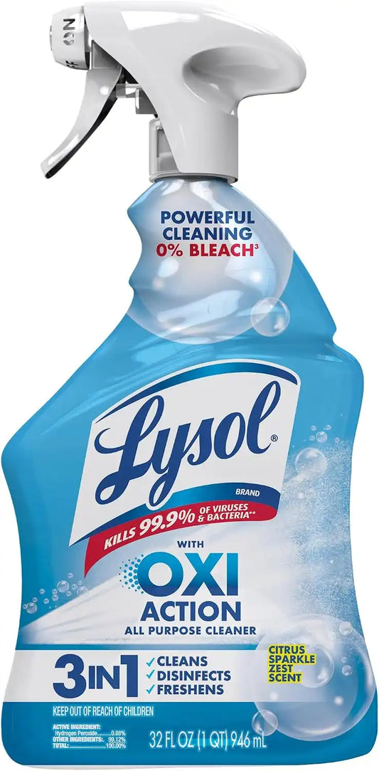 Lysol All Purpose Cleaner Spray, OXI Action, 0% Bleach, Disinfectant, 32 oz
