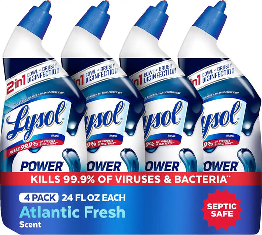 Lysol Toilet Bowl Cleaner Clinging Gel, Power, 24 oz, 4 Pack