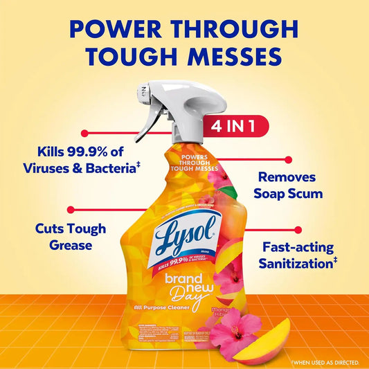 Lysol All Purpose Cleaner Spray, Disinfectant, Mango, 32oz, 2 Pack