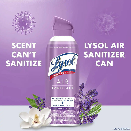 Lysol Air Sanitizer Spray, Air Freshener Alternative, Lavender Sky 3-Pk