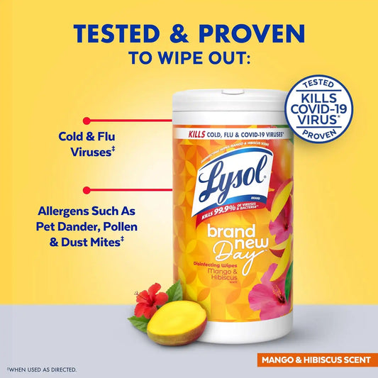 Lysol Disinfecting Wipes, Multi-Surface, Lavender + Mango, 80 ct. (4 Pack)