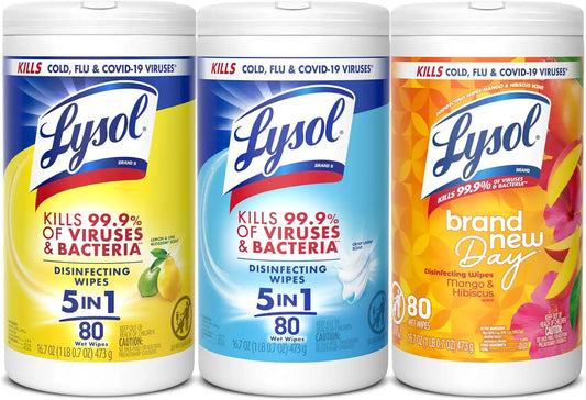Lysol Disinfecting Wipes, Cleaner, Lemon + Linen + Mango, 80 ct. (3 Pack)