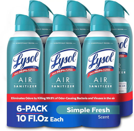 Lysol Air Sanitizer Spray, Air Freshener Alternative, Simple Fresh 6-Pk