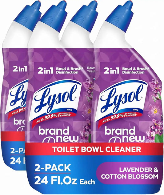 Lysol Toilet Bowl Cleaner Clinging Gel, Lavender Scent, 24 oz, 4 Pack