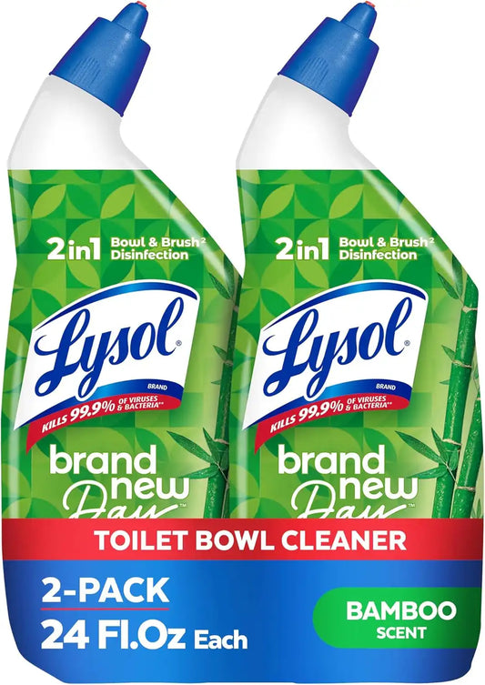 Lysol Toilet Bowl Cleaner Clinging Gel, Bamboo Scent, 24 oz, 2 Pack