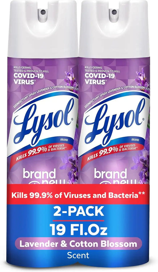 Lysol Disinfectant Spray, Sanitizer, Lavender, 19 oz, 2 Pack