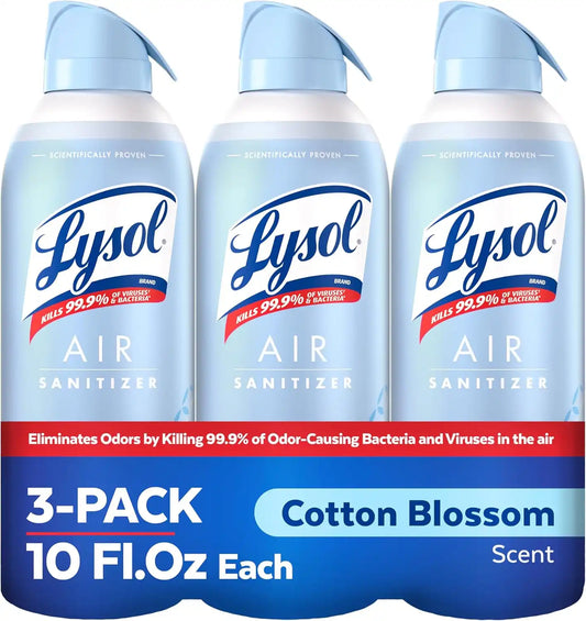 Lysol Air Sanitizer Spray, Air Freshener Alternative, Cotton Blossom 3-Pk