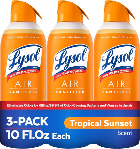 Lysol Air Sanitizer Spray, Air Freshener Alternative, Tropical Sunset 3-Pk