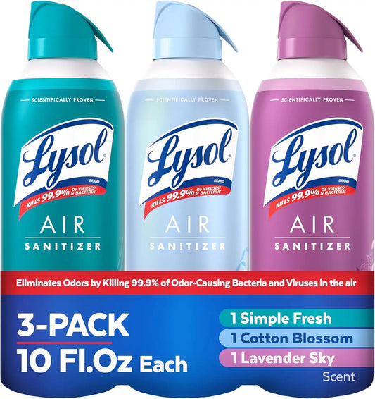 Lysol Air Sanitizer Spray, Air Freshener Alternative, Multi-Fragrance 3-Pk