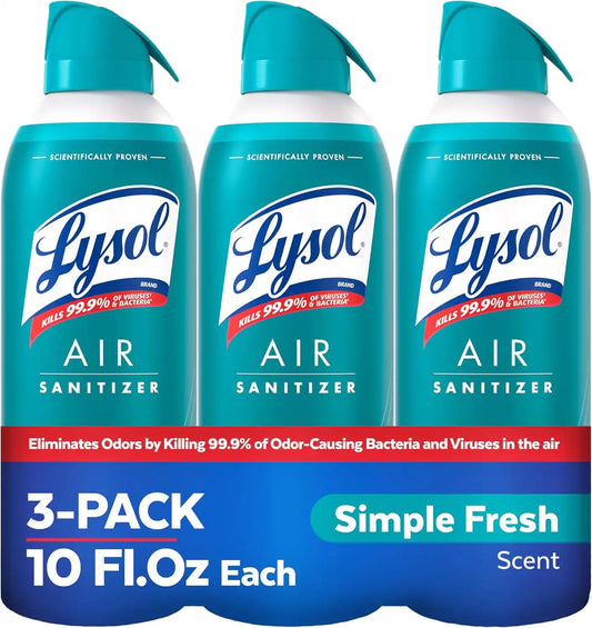 Lysol Air Sanitizer Spray, Air Freshener Alternative, Simple Fresh 3-Pk
