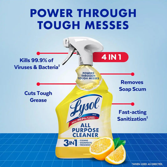 Lysol All Purpose Cleaner Spray, Disinfectant, Lemon, 32oz, 2 Pack