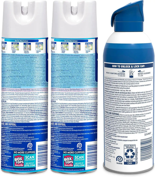 Lysol Disinfectant Spray + Air Sanitizer, Crisp Linen & White Linen, 3 Pack