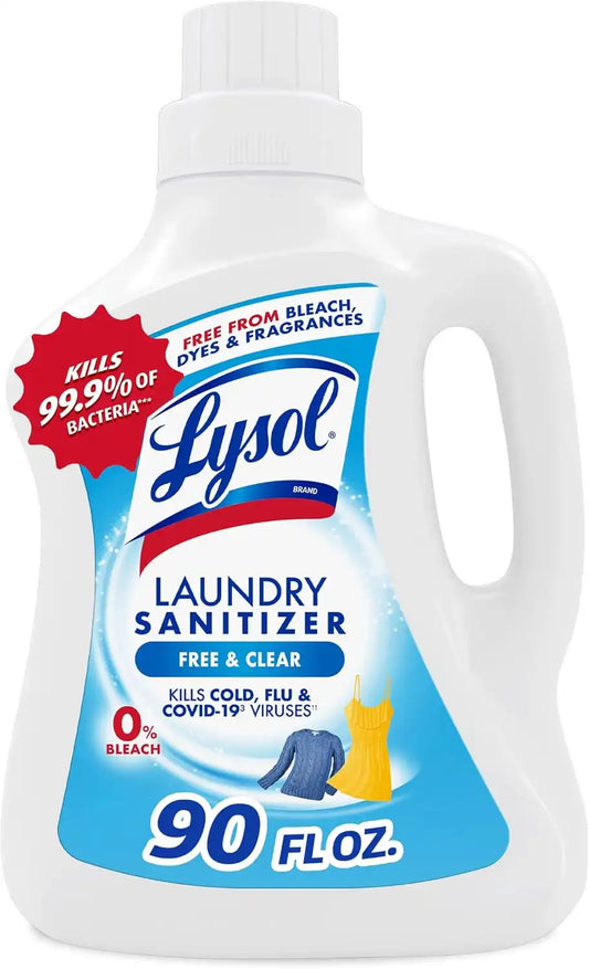 Lysol Laundry Sanitizer Liquid, Detergent Additive, Free & Clear, 90oz