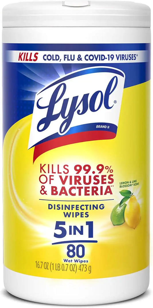 LYSOL Disinfecting Wipes, Multi-Surface Cleaner, Lemon, 80 ct.