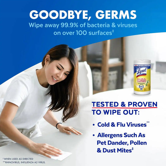 Lysol Disinfecting Wipes, Multi-Surface Cleaner, Lemon, 80 ct. (4 Pack)