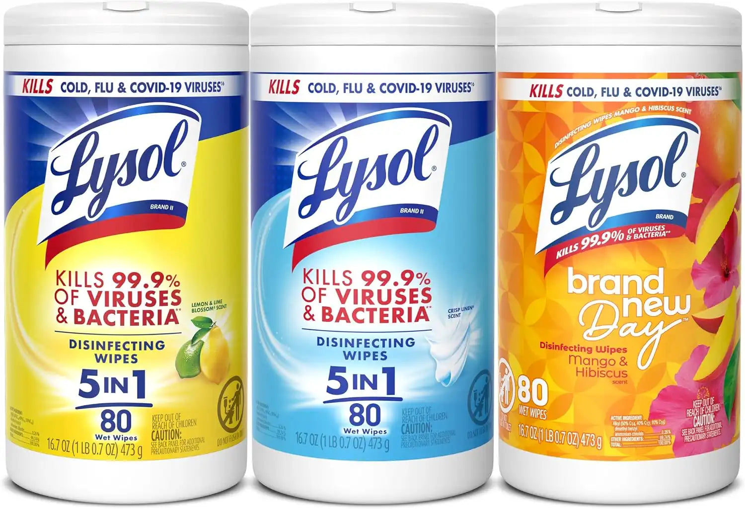 Lysol Disinfecting Wipes, Cleaner, Lemon + Linen + Mango, 80 ct. (3 Pack)