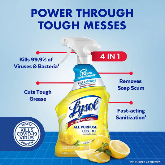 Lysol All Purpose Cleaner + Bathroom Cleaner Spray, 32oz, 3 Pack