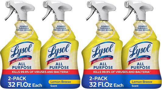 Lysol All Purpose Cleaner Spray, Multi-Purpose Disinfecting Spray, Kitchen & Bathroom Cleaner, Lemon Breeze Scent, 32 Fl Oz (Pack of 4)