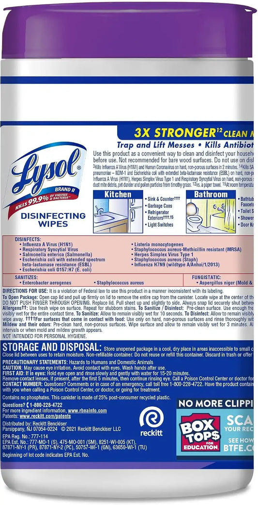 Lysol Disinfecting Wipes, Multi-Surface Cleaner, Morning Breeze, 80 ct.