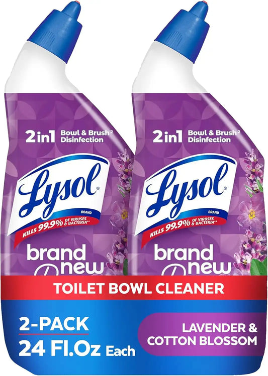 Lysol Toilet Bowl Cleaner Clinging Gel, Lavender Scent, 24 oz, 2 Pack