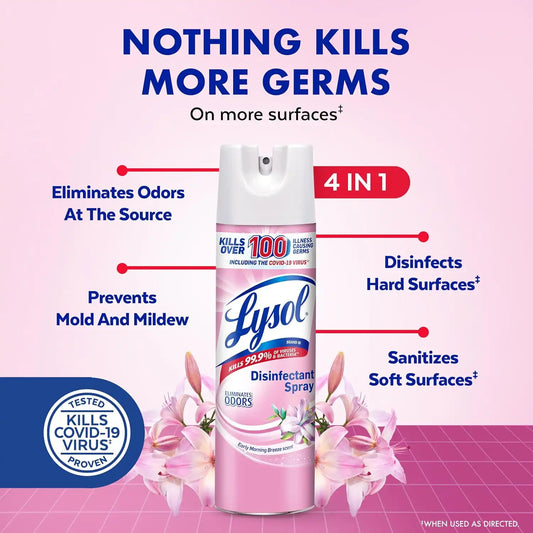 Lysol Disinfectant Spray, Sanitizer, Morning Breeze, 19 oz, 2 Pack