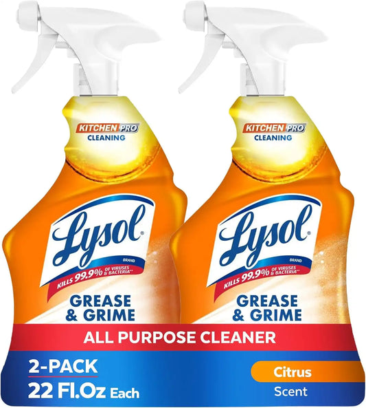 Lysol All Purpose Kitchen Cleaner Spray, For Grease & Grime, 22 oz, 2 Pack