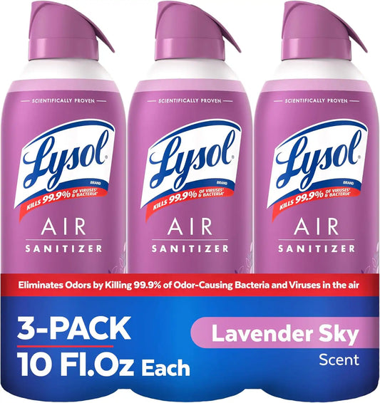 Lysol Air Sanitizer Spray, Air Freshener Alternative, Lavender Sky 3-Pk