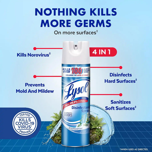 Lysol Disinfectant Spray, Sanitizer, Deodorizer, Spring Waterfall, 19 oz