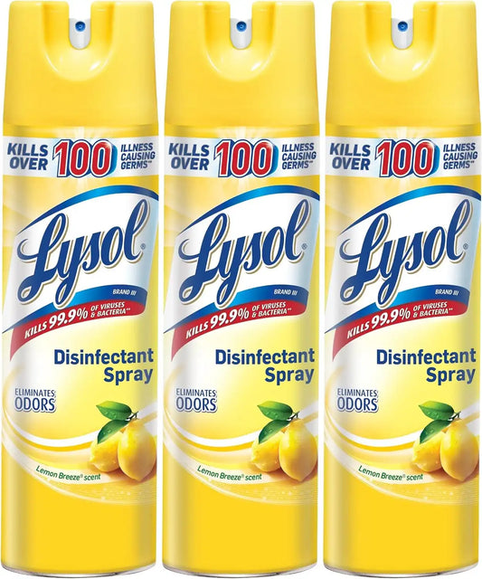 Lysol Disinfectant Spray, Lemon Breeze, 19 Ounce (Pack of 3)
