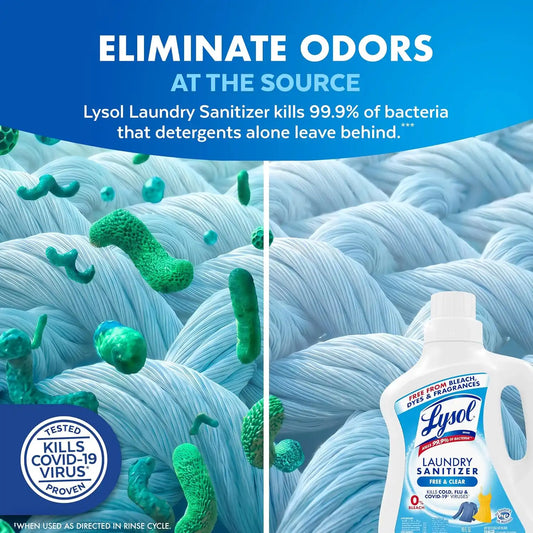 Lysol Laundry Sanitizer Liquid, Detergent Additive, Free & Clear, 90oz