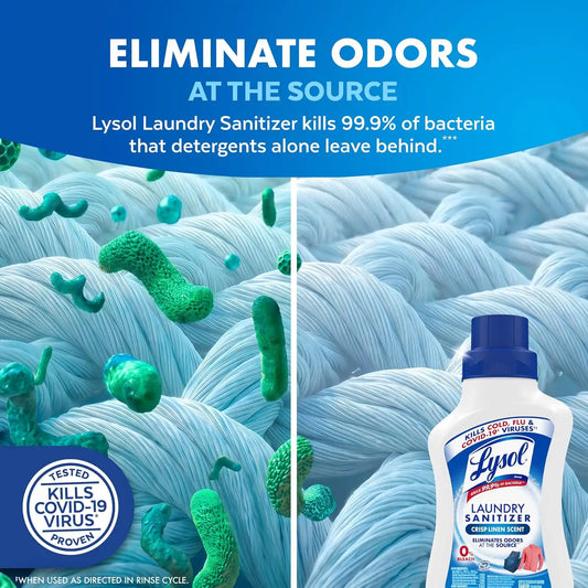 Lysol Laundry Sanitizer Liquid, Detergent Additive, Crisp Linen, 41oz, 2Pk
